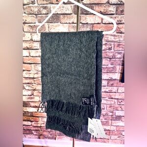 & Other Stories Stockholm Atelier 100%Wool Fringed Blanket Scarf -GREY - NEW